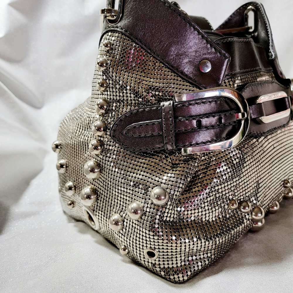 RARE JIMMY CHOO Liquid Silver Mesh Tam Tote - Picture 6 of 16